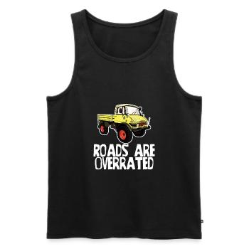 Les routes sont surestimées - Unimog - Offroad - Oldtimer - Débardeur bio Premium Homme - noir - Devant - AI Model Male 178 light (178cm)
