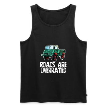 Les routes sont surestimées - Unimog - Offroad - Oldtimer - Débardeur bio Premium Homme - noir - Devant - AI Model Male 178 light (178cm)