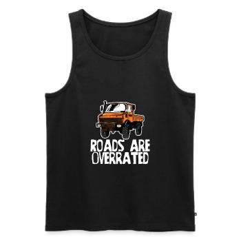 Les routes sont surestimées - Unimog - Offroad - Oldtimer - Débardeur bio Premium Homme - noir - Devant - AI Model Male 178 light (178cm)