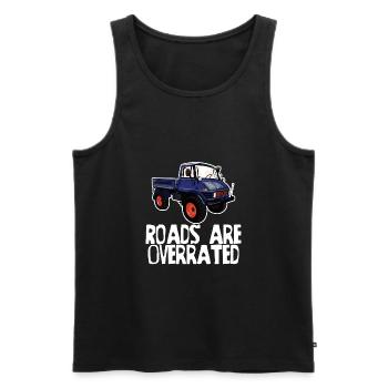 Les routes sont surestimées - Unimog - Offroad - Oldtimer - Débardeur bio Premium Homme - noir - Devant - AI Model Male 178 light (178cm)