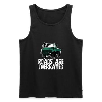 Les routes sont surestimées - Unimog - Offroad - Oldtimer - Débardeur bio Premium Homme - noir - Devant - AI Model Male 178 light (178cm)