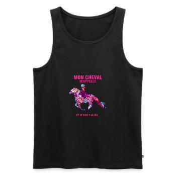 Cheval Femme Fille Equitation Mon Cheval m'appelle - Débardeur bio Premium Homme - noir - Devant - Michal (187cm)