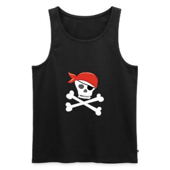 PIRATE - Männer Premium Bio Tank Top - Schwarz - Vorne - Michal (187cm)