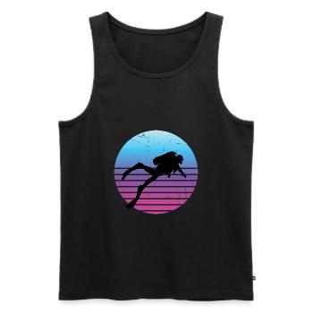 Tauchen Herren Damen Scuba Dive Retro Taucher - Männer Premium Bio Tank Top - Schwarz - Vorne - Michal (187cm)