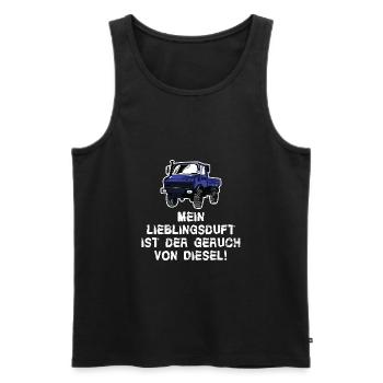 Mein Lieblingsduft ist Diesel! Unimog - Oldtimer - Männer Premium Bio Tank Top - Schwarz - Vorne - Michal (187cm)