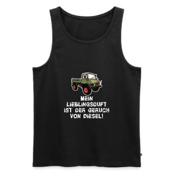 Mein Lieblingsduft ist Diesel! Unimog - Oldtimer - Männer Premium Bio Tank Top - Schwarz - Vorne - Michal (187cm)