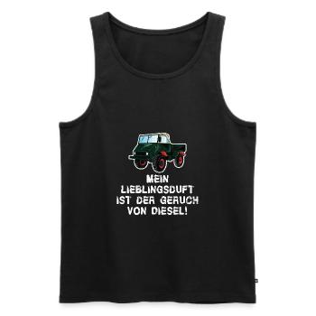 Mein Lieblingsduft ist Diesel! Unimog - Oldtimer - Männer Premium Bio Tank Top - Schwarz - Vorne - Michal (187cm)