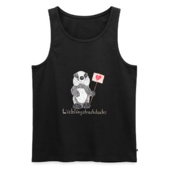 Lieblingsfrechdachs mit Herzschild - Männer Premium Bio Tank Top - Schwarz - Vorne - Michal (187cm)