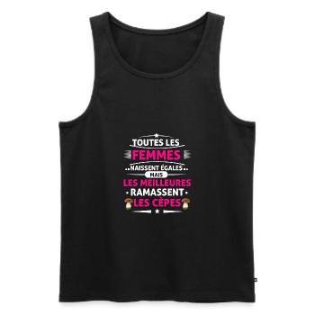 ramasseuse de cèpes Cadeau cèpes humour - Débardeur bio Premium Homme - noir - Devant - AI Model Male 178 light (178cm)