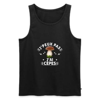 Je peux pas j'ai cèpes humour champignons cèpes - Débardeur bio Premium Homme - noir - Devant - AI Model Male 178 light (178cm)