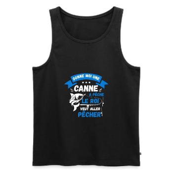 Donne moi une canne a pêche le roi cadeau Poissons - Débardeur bio Premium Homme - noir - Devant - Michal (187cm)