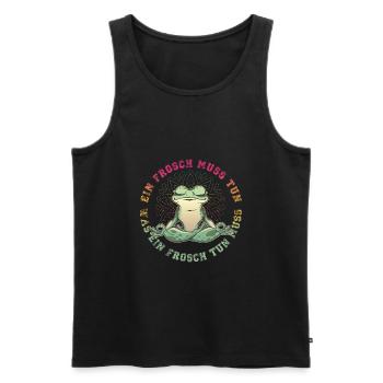 Meditation Frosch: Ein Frosch muss tun ... - Männer Premium Bio Tank Top - Schwarz - Vorne - Michal (187cm)