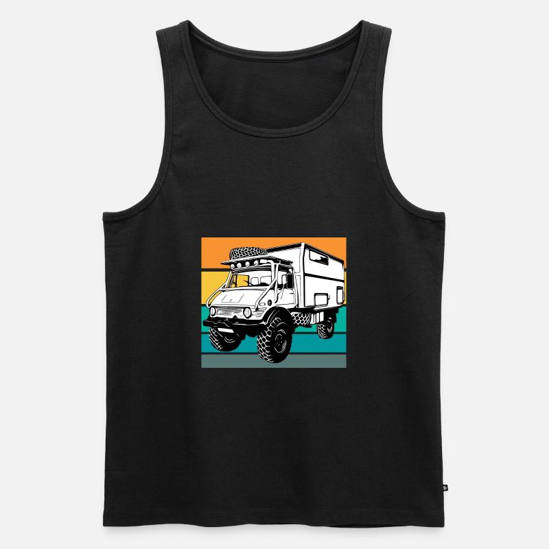 Camping - Unimog - Sunset - Oldtimer - Men's Premium Organic Tank Top - black