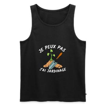 je peux pas j'ai jardinage humour - Débardeur bio Premium Homme - noir - Devant - Michal (187cm)