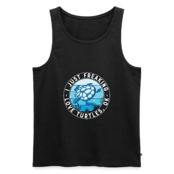 Les tortues me rendent heureux. Citation Amoureux des tortues Nature - Débardeur bio Premium Homme - noir - Devant - Michal (187cm)