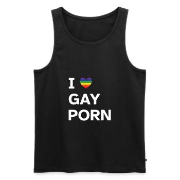 I Love Gay Porn | Humor | Pride - Männer Premium Bio Tank Top - Schwarz - Vorne - AI Model Male 178 light (178cm)