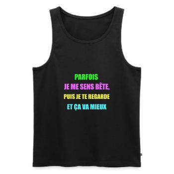 Humour bête - Débardeur bio Premium Homme - noir - Devant - Michal (187cm)