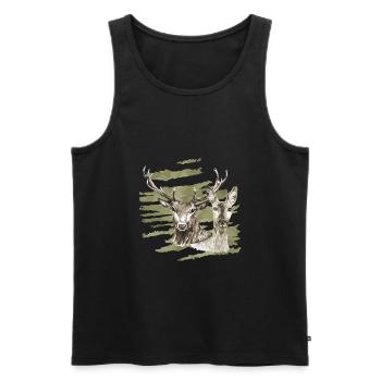 Hirsch und Reh - Männer Premium Bio Tank Top - Schwarz - Vorne - Michal (187cm)
