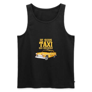 chauffeur de taxi qui déchire - Débardeur bio Premium Homme - noir - Devant - Michal (187cm)