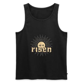 Il est ressuscité - Débardeur bio Premium Homme - noir - Devant - AI Model Male 178 light (178cm)