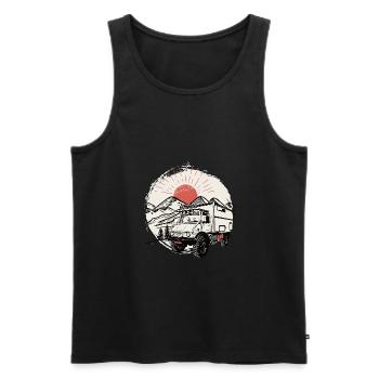 Camping - Unimog - Adventure - Oldtimer - Männer Premium Bio Tank Top - Schwarz - Vorne - AI Model Male 178 light (178cm)