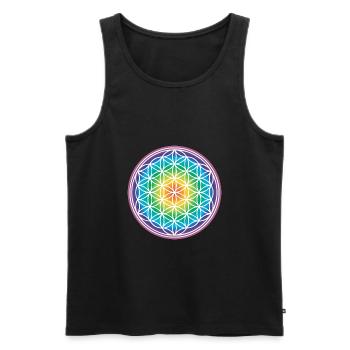Flower of Life Rainbow Gift Idea 005-038 - Men's Premium Organic Tank Top - black - Front - Michal (187cm)
