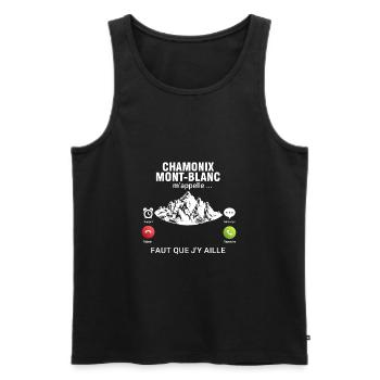 Chamonix m'appelle faut que j'y aille biathlete - Débardeur bio Premium Homme - noir - Devant - Michal (187cm)