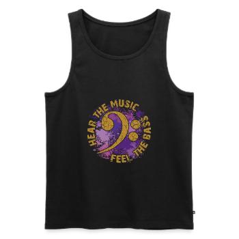 Spüre den Bass - distressed Bassschlüssel - Männer Premium Bio Tank Top - Schwarz - Vorne - Michal (187cm)