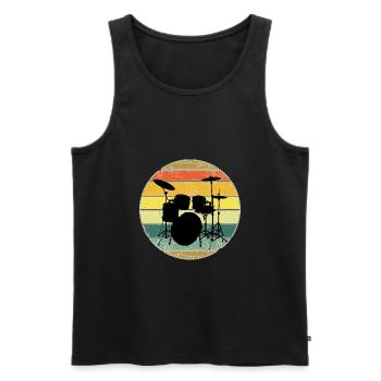 Drums Drummer Vintage Retro Drumset - Männer Premium Bio Tank Top - Schwarz - Vorne - Michal (187cm)