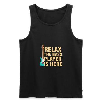 entspannen Sie sich der Bassist ist hier Funny Guitar Bassist - Männer Premium Bio Tank Top - Schwarz - Vorne - Michal (187cm)