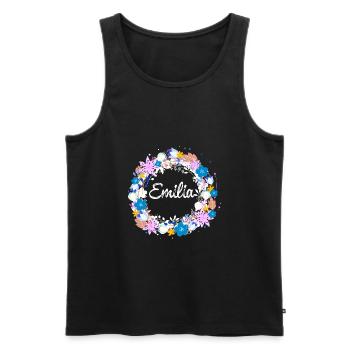 emilia,blumen,blumenkranz,floral,illustration - Männer Premium Bio Tank Top - Schwarz - Vorne - Michal (187cm)