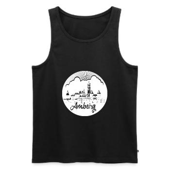 skyline,amberg,circle,retro, scissor cut,white - Men's Premium Organic Tank Top - black - Front - AI Model Male 178 light (178cm)