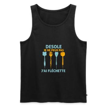 desole je ne peux pas j'ai fléchette humour cadeau - Débardeur bio Premium Homme - noir - Devant - Michal (187cm)