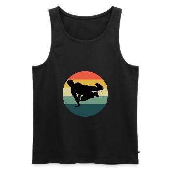 Cours de Parkour Hommes Femmes Course Libre - Débardeur bio Premium Homme - noir - Devant - Michal (187cm)