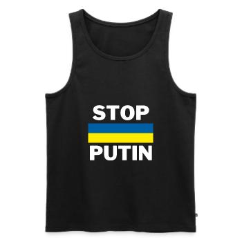Stop Putin - Men's Premium Organic Tank Top - black - Front - AI Model Male 178 light (178cm)