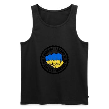 I Stand Ukraine - Männer Premium Bio Tank Top - Schwarz - Vorne - AI Model Male 178 light (178cm)