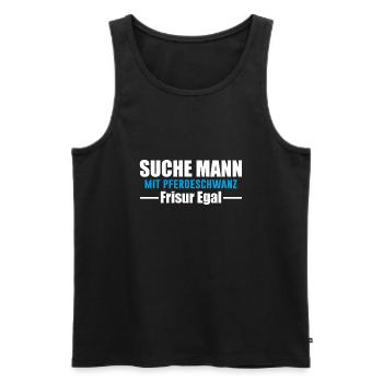Suche Mann mit Pferdeschwanz Frisur egal - Männer Premium Bio Tank Top - Schwarz - Vorne - Michal (187cm)