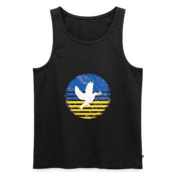Ukraine Shirt with Dove of Peace - Men's Premium Organic Tank Top - black - Front - Michal (187cm)