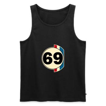 69 - Men's Premium Organic Tank Top - black - Front - AI Model Male 178 light (178cm)