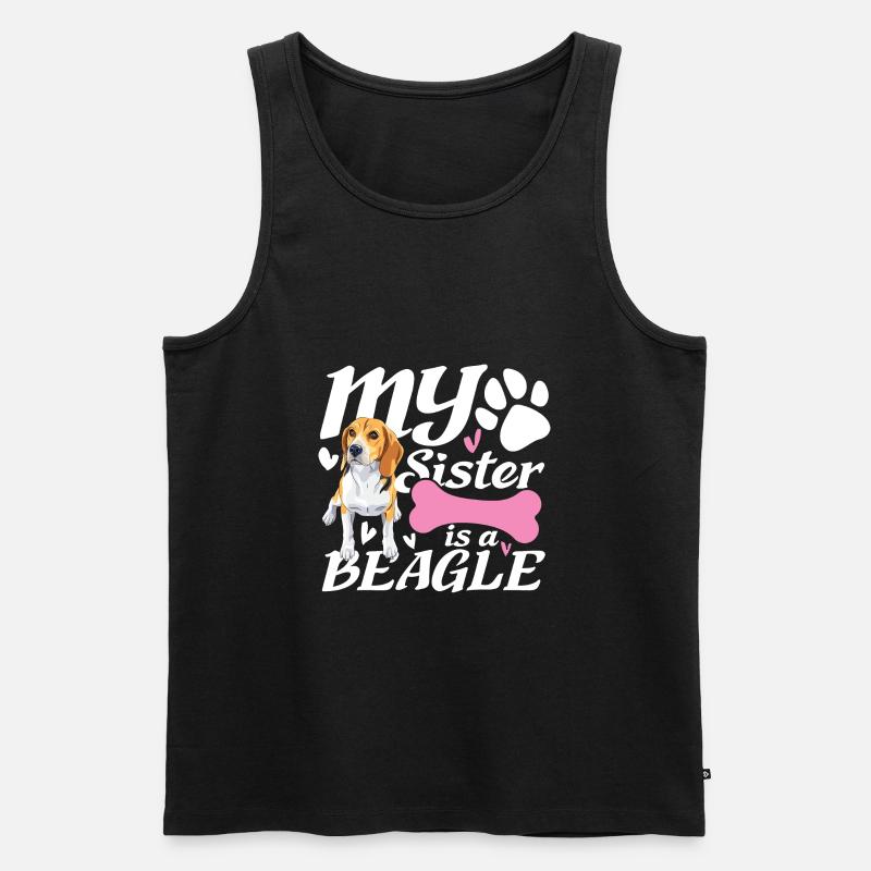 Meine Schwester ist ein Beagle - Männer Premium Bio Tank Top - Schwarz