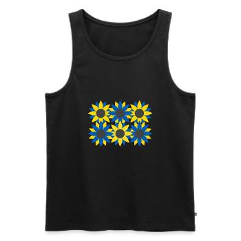 Ich stehe mit der ukrainischen Sonnenblumenflagge - Männer Premium Bio Tank Top - Schwarz - Vorne - AI Model Male 178 light (178cm)
