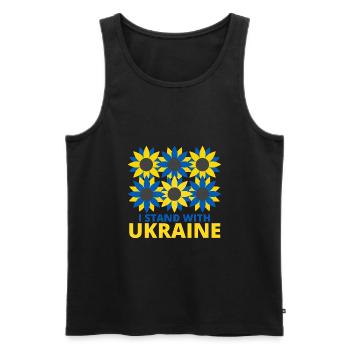 je soutiens l'ukraine Tournesol - Débardeur bio Premium Homme - noir - Devant - Michal (187cm)