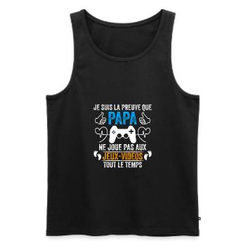 Papa Gamer Humour Cadeau Bébé Gamer Papa Geek - Débardeur bio Premium Homme - noir - Devant - Michal (187cm)