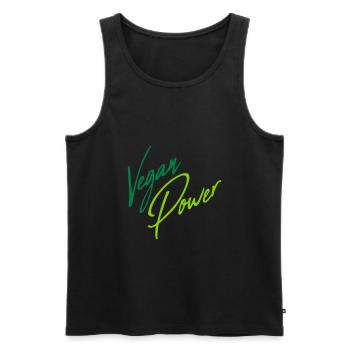Écriture vegan Power - Débardeur bio Premium Homme - noir - Devant - AI Model Male 178 light (178cm)