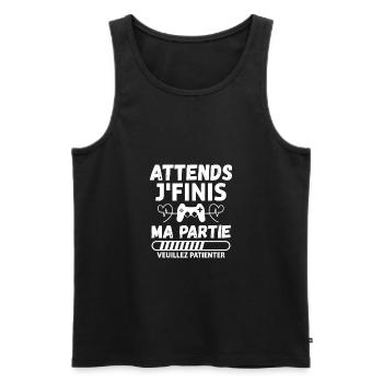 Attends J'finis Ma Partie Cadeau Joueur Nerd Geek - Débardeur bio Premium Homme - noir - Devant - Michal (187cm)