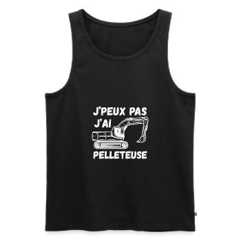 j'peux pas j'ai pelleteuse - Débardeur bio Premium Homme - noir - Devant - Michal (187cm)
