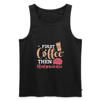 First Coffee Then Neuroscience - Männer Premium Bio Tank Top - Schwarz - Vorne - AI Model Male 178 light (178cm)