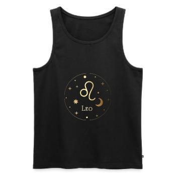 Lion - Signe du zodiaque - Lion - Horoscope - Débardeur bio Premium Homme - noir - Devant - AI Model Male 178 light (178cm)
