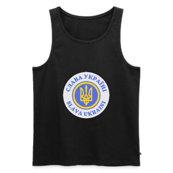 Kredit Ukraine - Slava Ukraini - Männer Premium Bio Tank Top - Schwarz - Vorne - AI Model Male 178 light (178cm)