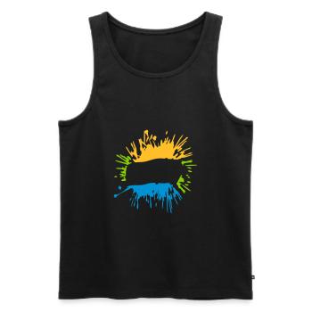 Insert blobs of text - Men's Premium Organic Tank Top - black - Front - AI Model Male 178 light (178cm)